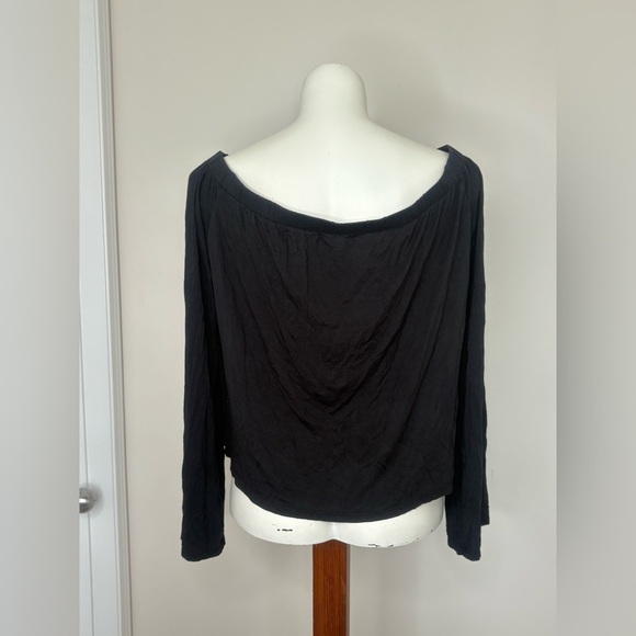 Free People Black Off the Shoulder Long Sleeve Top Medium - Picture 4 of 5